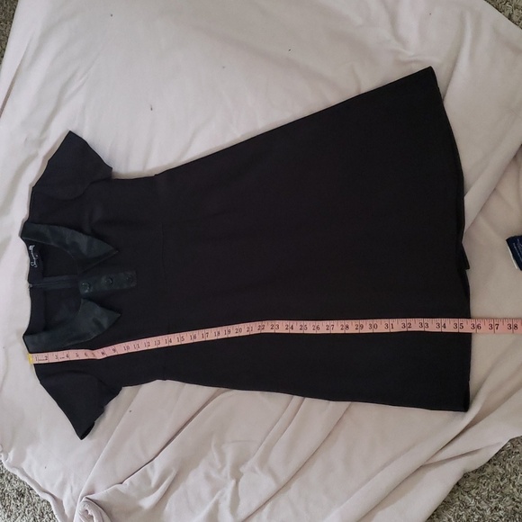 Sourpuss vinyl collar black dress.  New . Size s - Picture 4 of 7